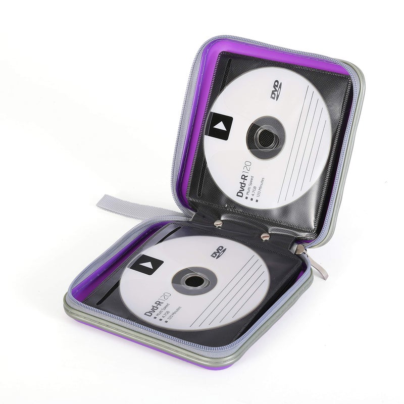 Home Wing Hard Plastic CD/DVD Binder, Portable Storage wallet 30-capacity, Purple - Image 5
